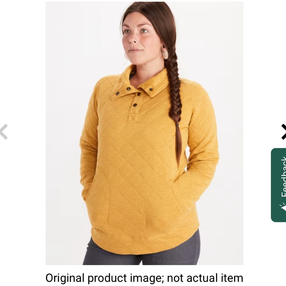 MARMOT Roice Quilted Funnel Neck Pullover Yellow Gold Heather Women’s Small